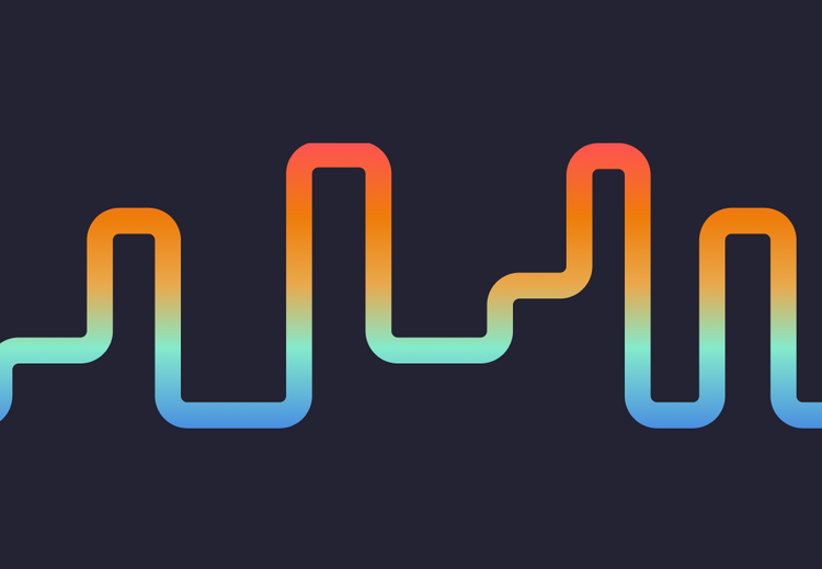 Gradient line design on a black background.
