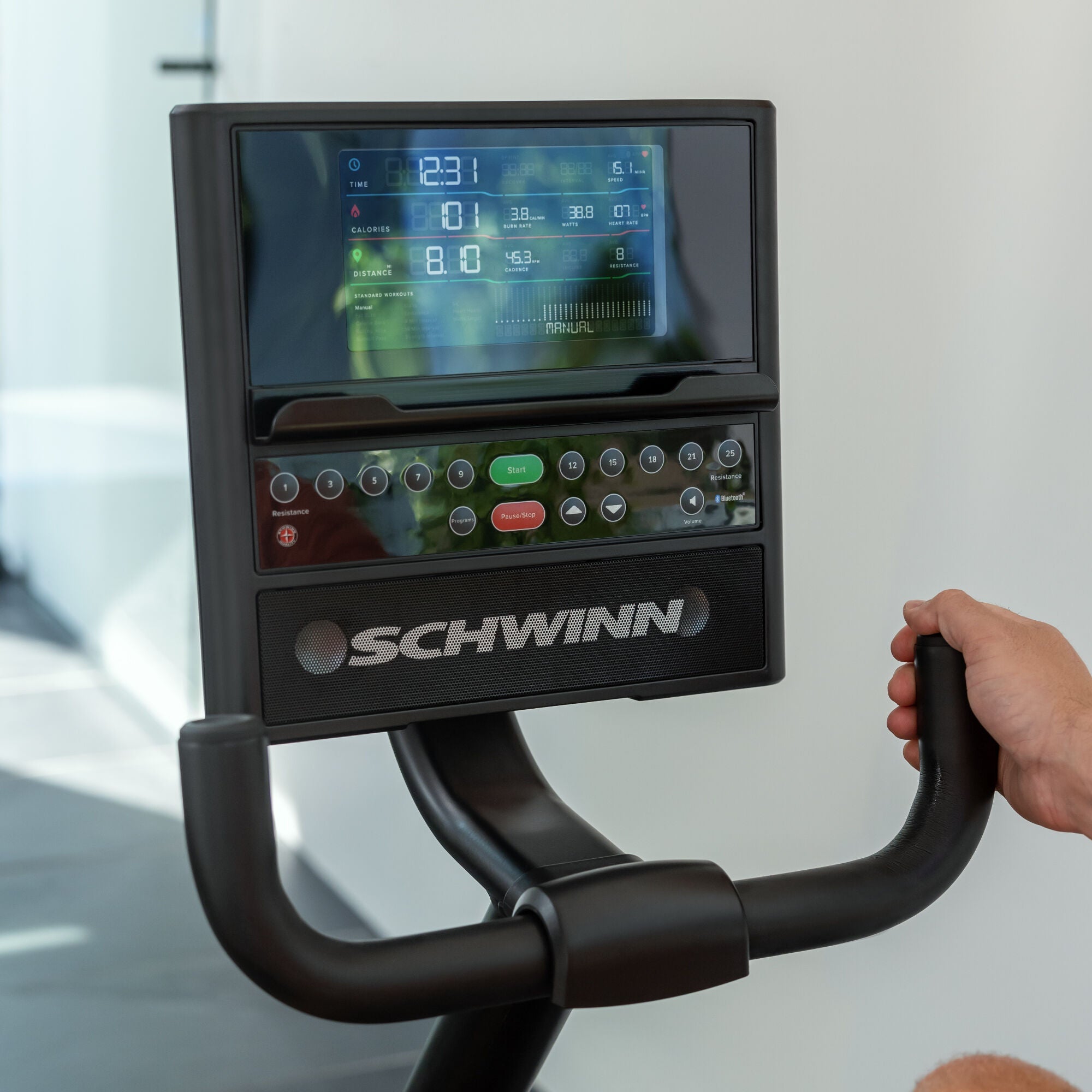 Schwinn 590R Recumbent Bike console.