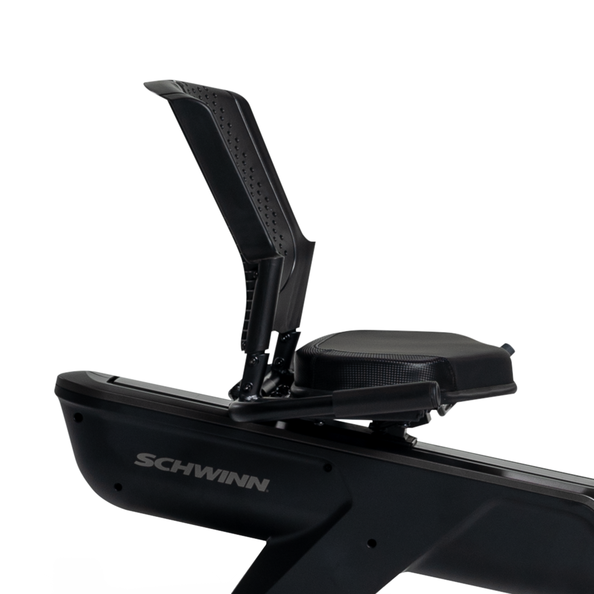Side view of the Schwinn 590R Recumbent Bike seat.