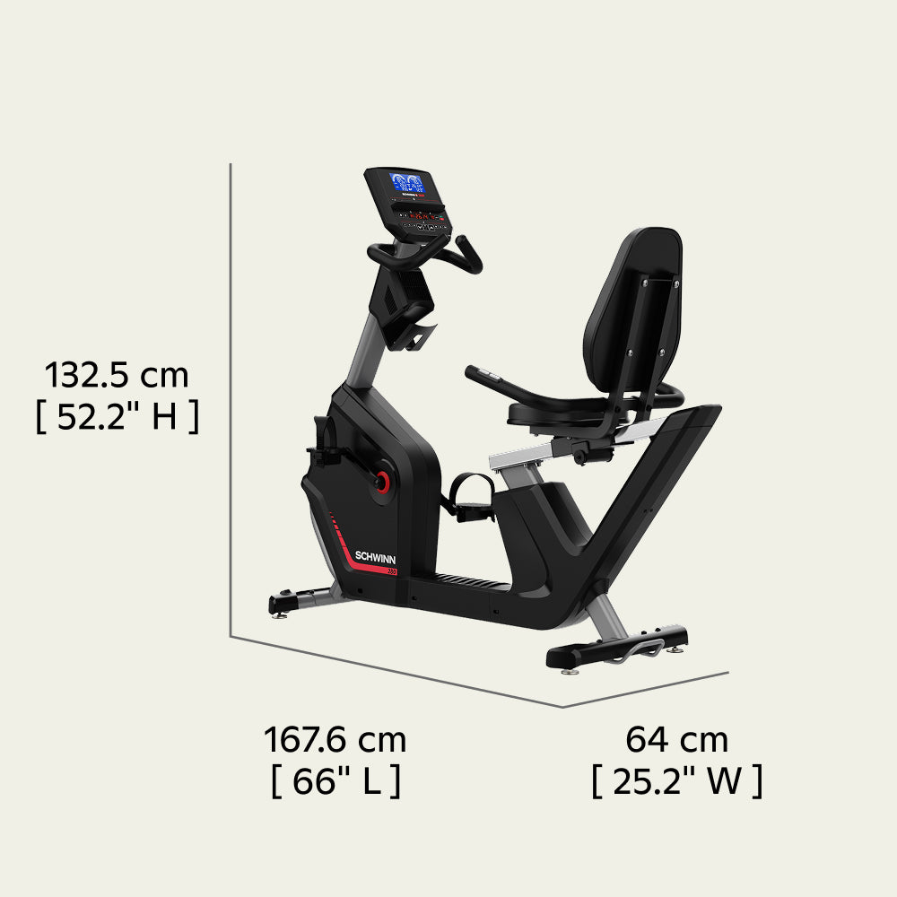 Vélo couché Schwinn 280R Dimensions