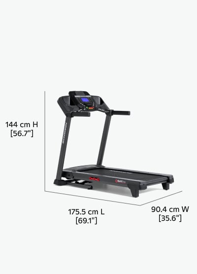 510T / 810 Treadmill Dimensions - Length 175.5 cm, Width 90.4 cm, Height 144 cm