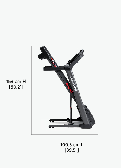 510T / 810 Treadmill Folded Dimensions  - Length 100.3 cm, Width 35.6 cm, Height 60.2 cm